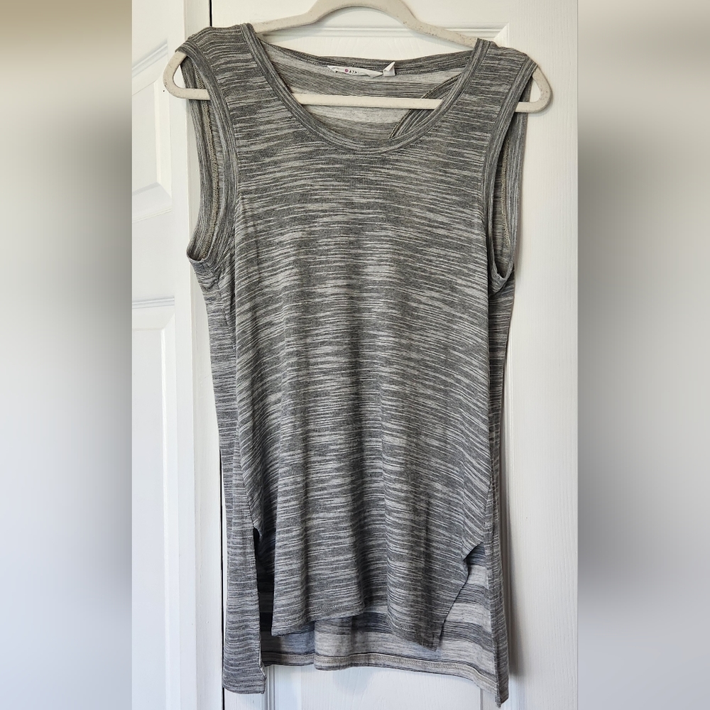 Athleta Racerback  Gray / White women's Tank Sz Med